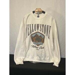 Sweet Claire Yellowstone National Park Wyoming Crewneck White S/M